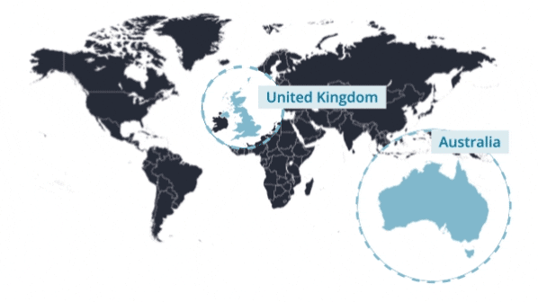 Australia - United Kingdom map